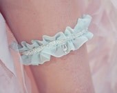 Marni Garter, Blue garter belt, silk garter, Ships in 1 Month