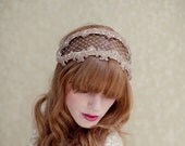 Bridal headpiece, beaded headband, bridal headband, wedding head piece, veil,  Angie Ships in 1 Month