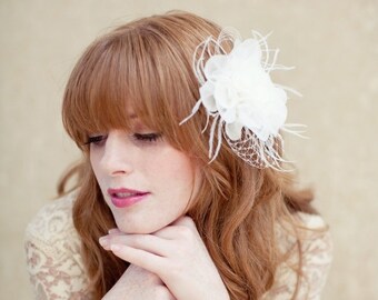 Hair Flower, Chiffon, silk bridal flower, Joette Ships in 1 Month