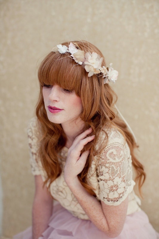 Bridal Crown, Flower Crown, Tiara, Head Wreath, Wedding Headpiece, Bridal Hair Piece, Harmony Bridal Halo Made to Order, Ships in 1 Month