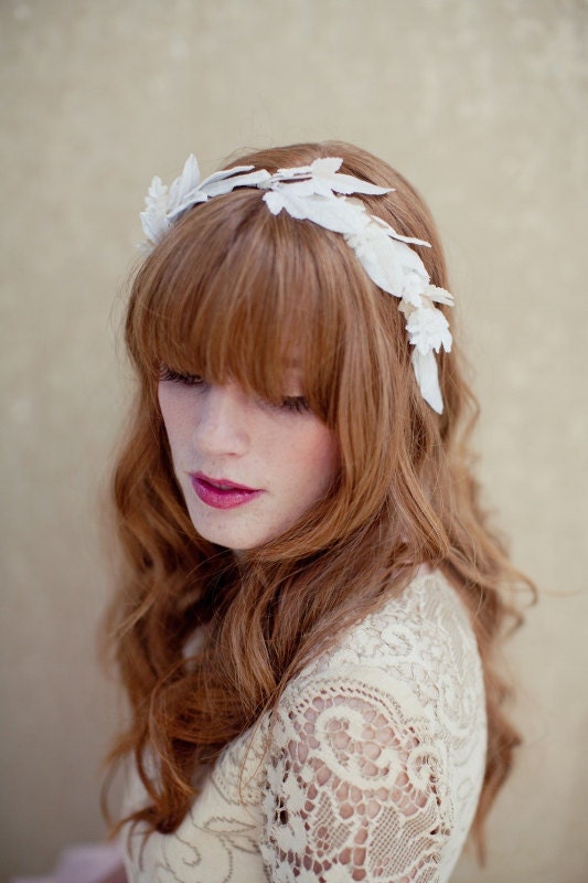 Bridal headband, flower hair comb ,boho, bridal head wreath, Liv Ships in 1 Month