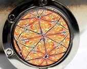 Folding Polymer clay covered purse hook, purse hanger or holder, pretty kaleidoscope cane