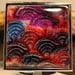 Polymer clay covered compact mirror, square, OOAK design with inks, powders and texture