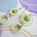 Green organic  acai bead and mother of pearl earrings