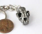 Wild Cat Skull Keychain - Ancient Oxidized Metal