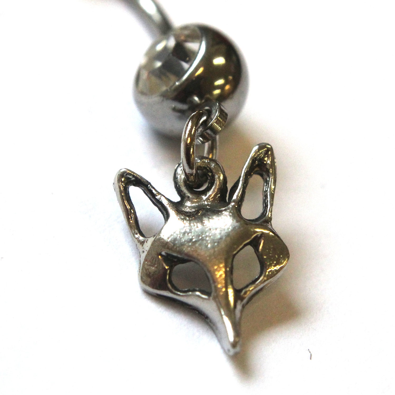 Foxy Fox Belly Button Ring in Solid Sterling Silver