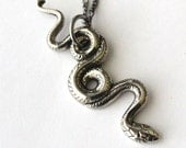 Silver Garden Snake Necklace in White Bronze