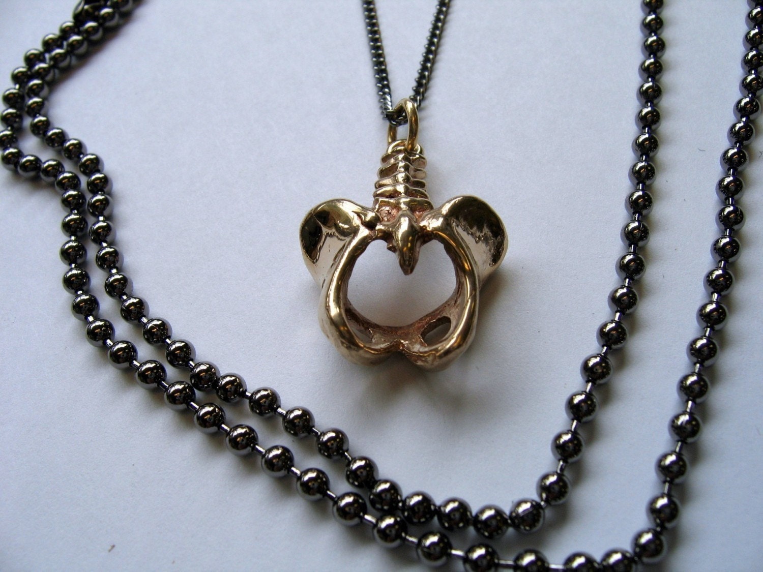 3D Bronze Human Pelvis Necklace - Moon Raven Designs