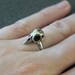 Tiny Bird Skull Adjustable Ring  in White Bronze