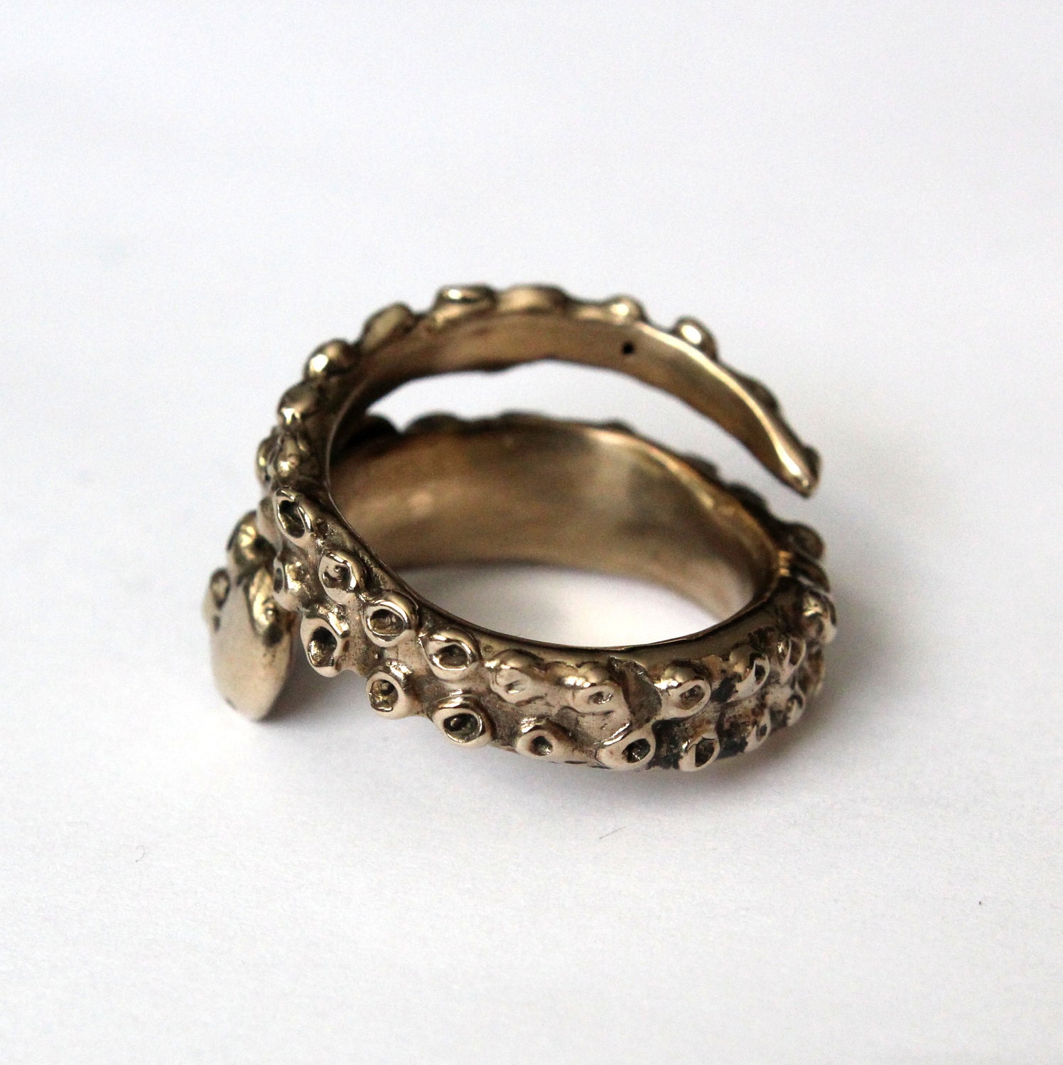 Octopus Tentacle Ring in Solid Bronze