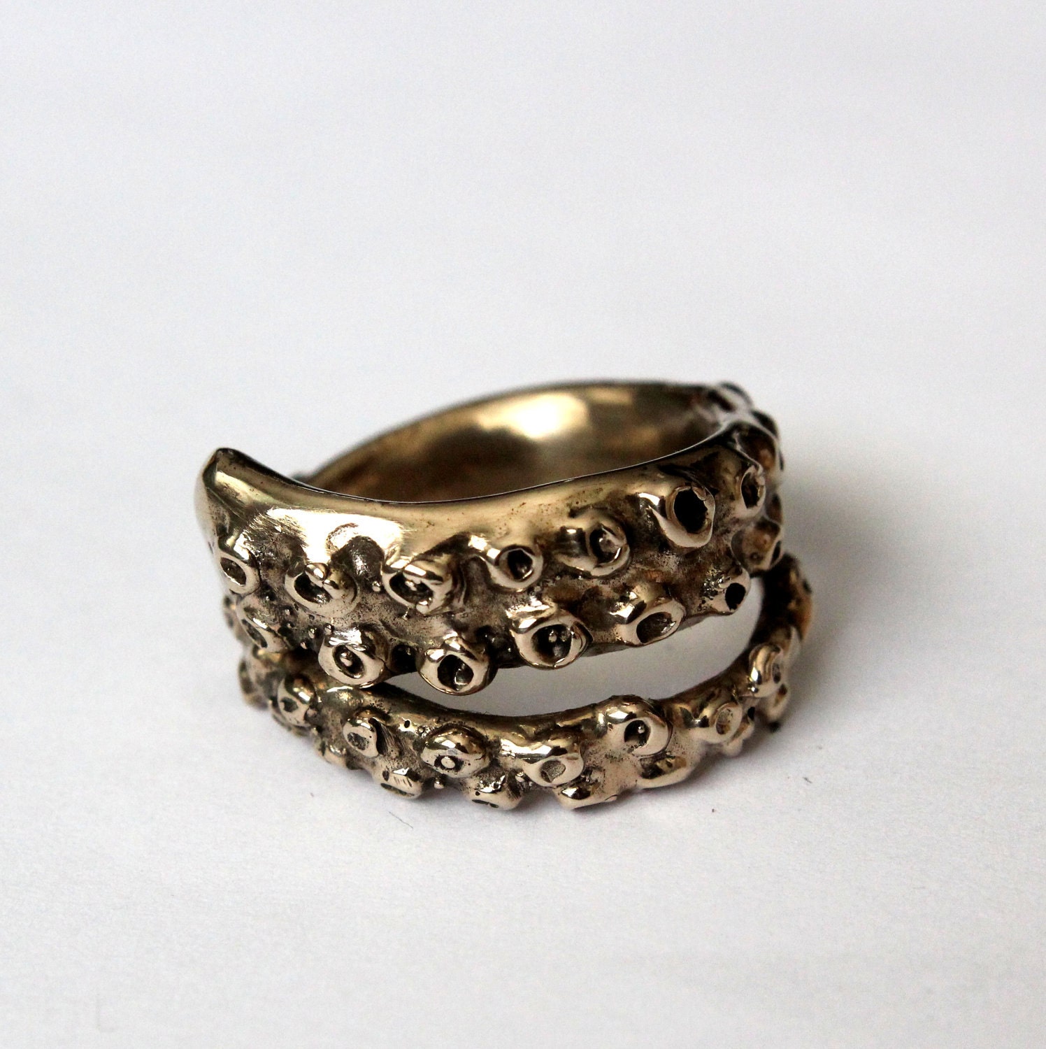 Octopus Tentacle Ring in Solid Bronze