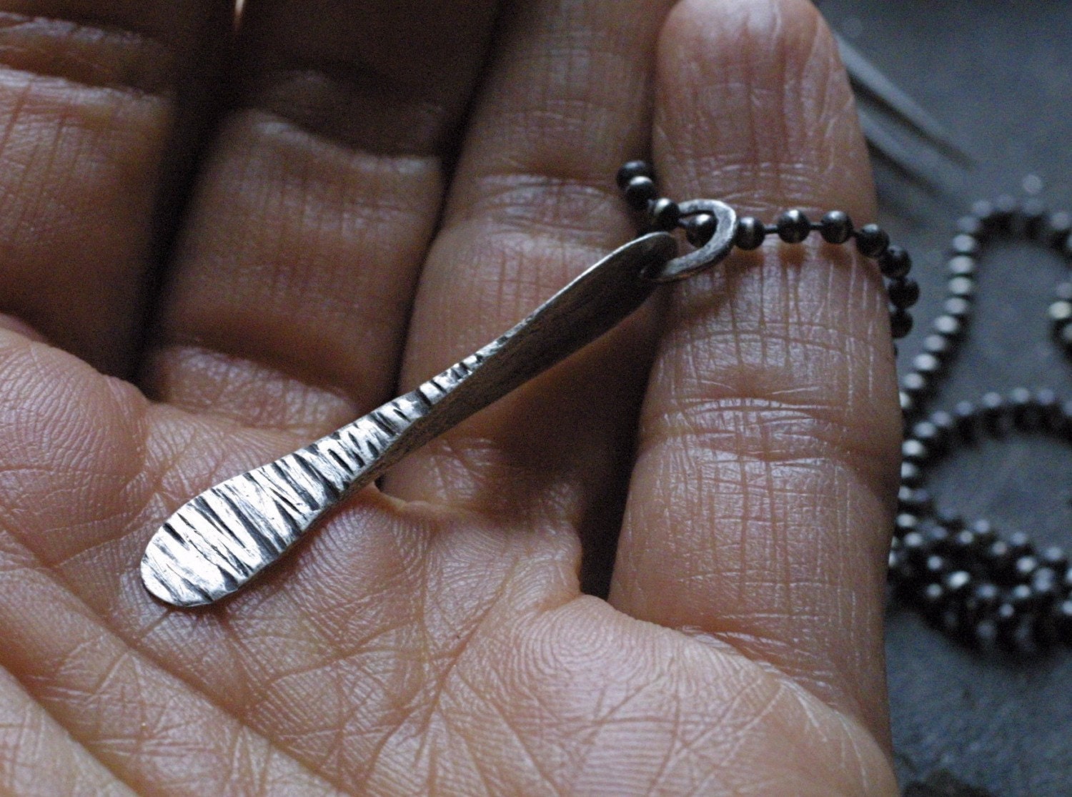 Rustic Silver Mans Necklace