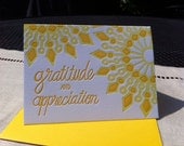 Mandala "Gratitude and Appreciation" Greeting Card - Yellow