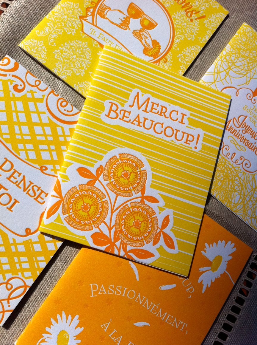 Letterpressed French Occasion Card Set (5 cards)