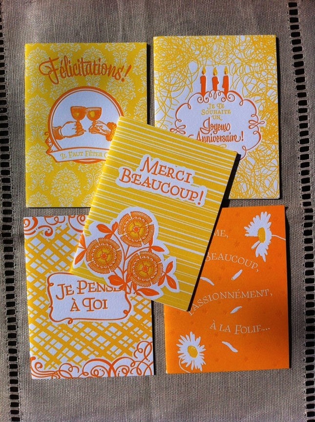 Letterpressed French Occasion Card Set (5 cards)