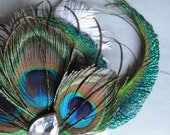 Triple peacock fascinator with ostrich feathers - DIVERSEY no.2