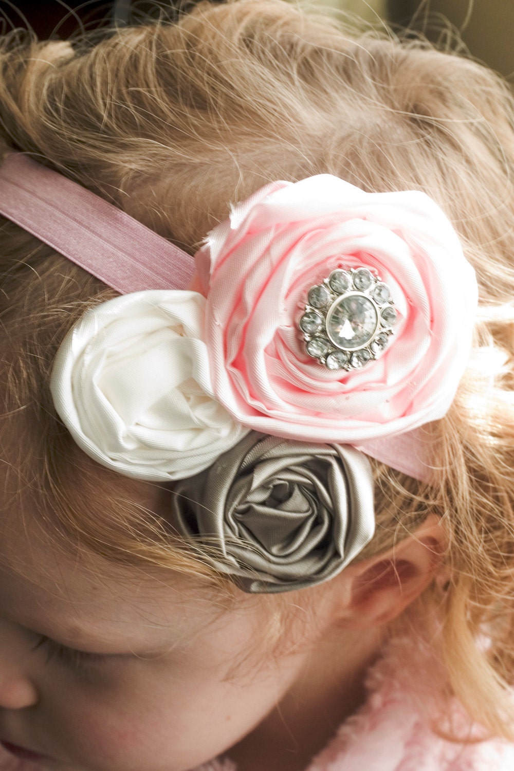 Pink or Lavender, Silver and White Hair Accessory