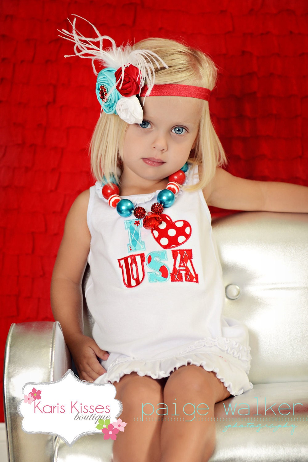 4th of July...Red, White and Turquoise Hair Accessory