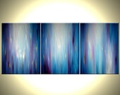 Abstract Blue Painting, Original Purple Art, Large Modern Abstract, Gold Contemporary PAINTING - 24x54 Lafferty, 22% Off