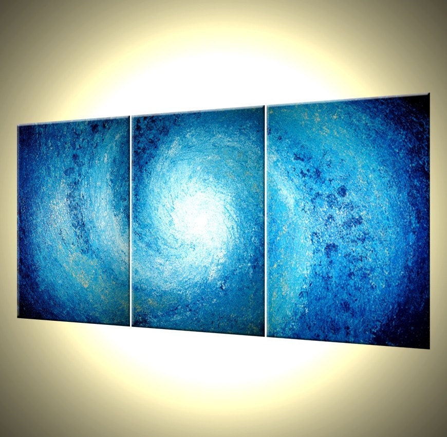Original Painting, Abstract Art, Blue White Seascape Original Painting, Impasto Storm Hurricane, Fine Art By Lafferty - 30 x 72 - 22% Off