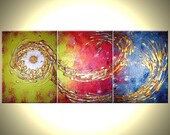 Abstract Gold Original Huge Bronze Copper Textured Painting by Lafferty - One Day Sale 22% Off