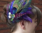 Peacock Fantasy Wedding Headpiece Comb Clip Fascinator-RUSH SHIPPING-Made to Order