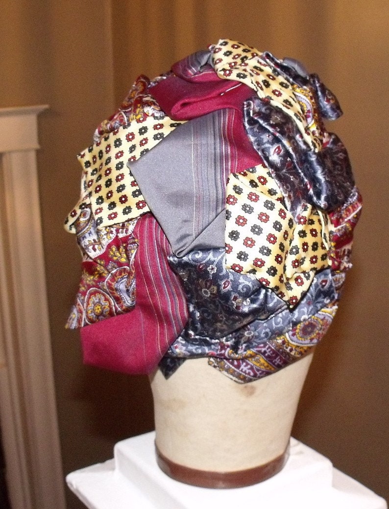 Vagabond- Upcycled Vintage Necktie Hat Headpiece