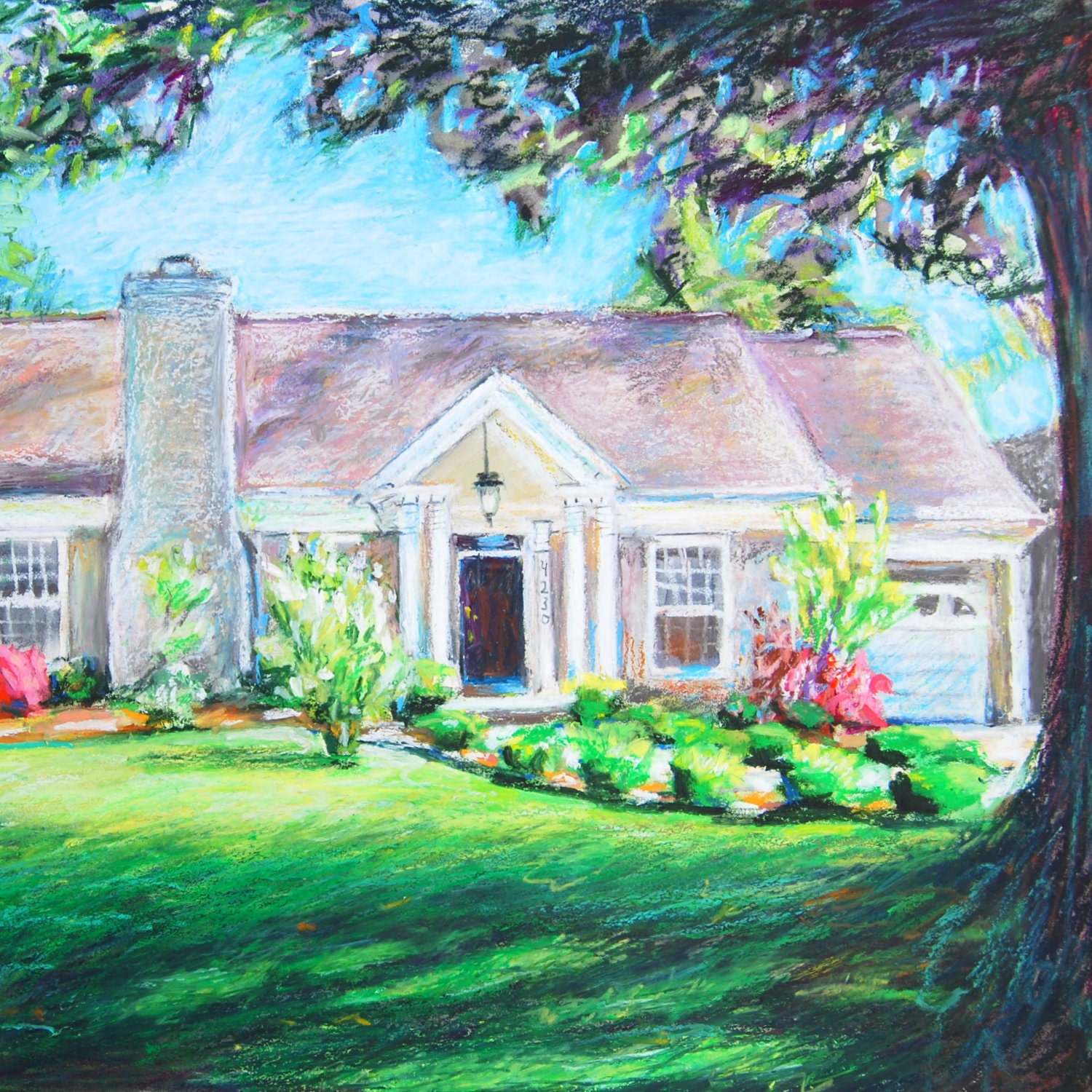 Custom House Portrait,  Original Oil Pastel, 18 x 24, Painting from your Photograph by BethanyBryant