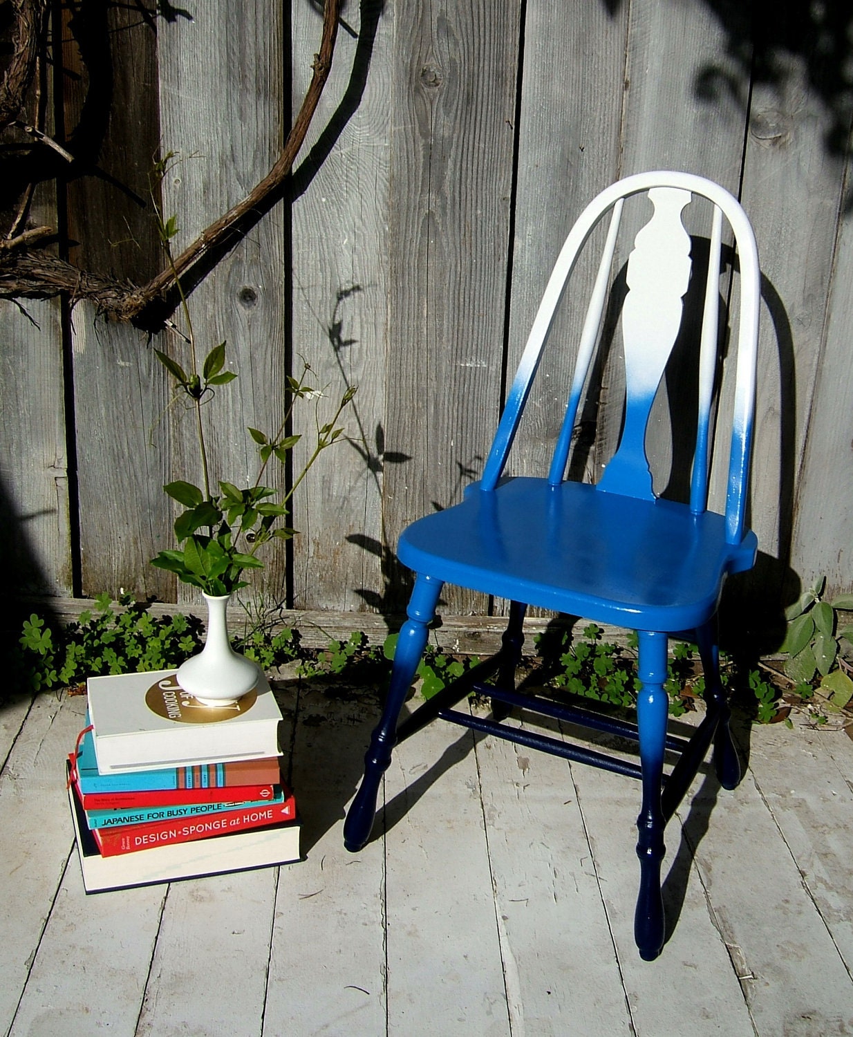 Ombre Accent Chair - White, to Blue, to Navy Blue