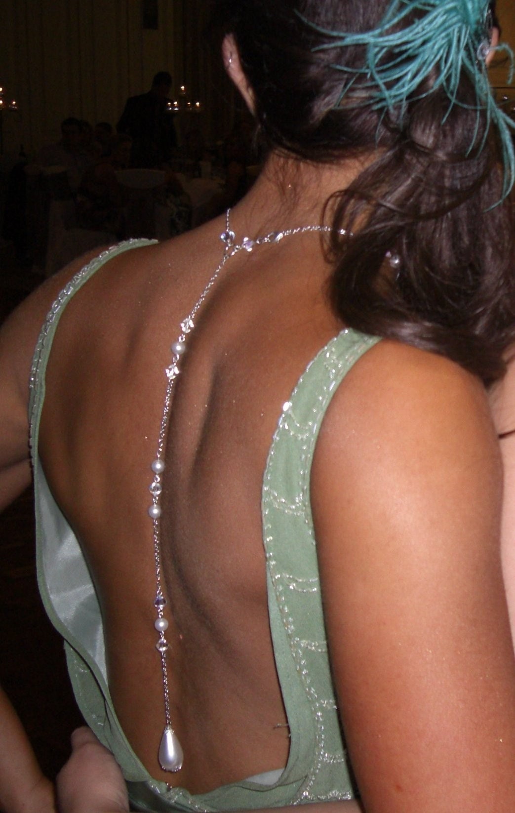 Old Hollywood Glamour Backdrop Necklace, Wedding Jewelry. Swarovski Crystal & Pearl
