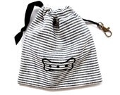 Dog Tidy Pouch - Grey Stripe Bone Print