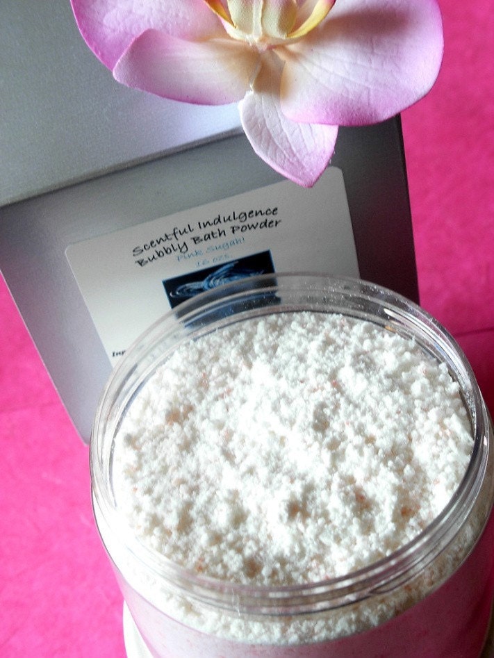 Pink Sugah - Bubbly Bath Powder - Homemade - With Goats Milk - Dead Sea Salt and Cocoa Butter - 1 Pound