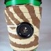 Brown up-cycled zebra print cup cozy