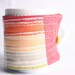 coffee mug cozy, reuseable mug cozy, quilted fabric red, orange, yellow: Ladybug
