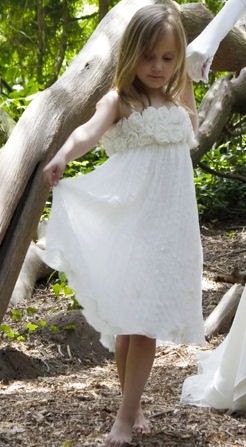 Super soft Flowergirl dress with rose and flower embellishments, beautiful soft chiffon roses on top