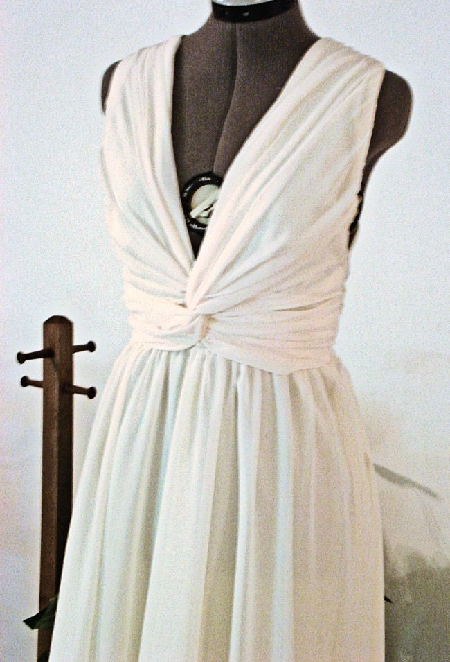 100% Silk Short Grecian Wedding Dress by Sash Couture