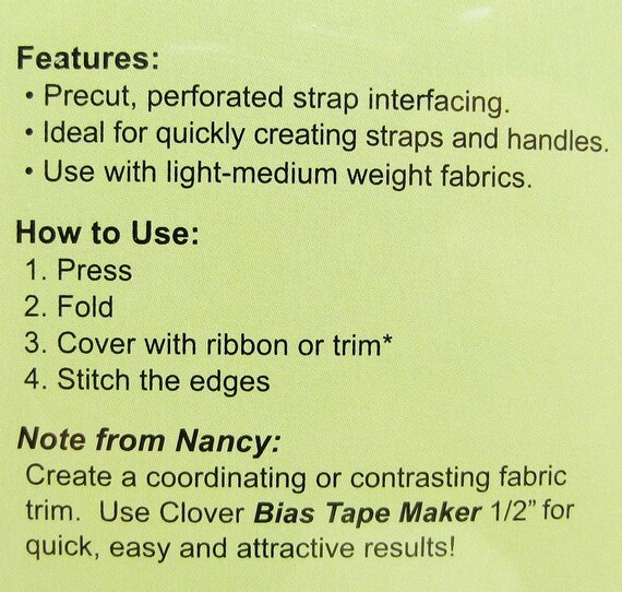 Clover Create-a-Strap Interfacing with Nancy Zieman 5/8 Inch
