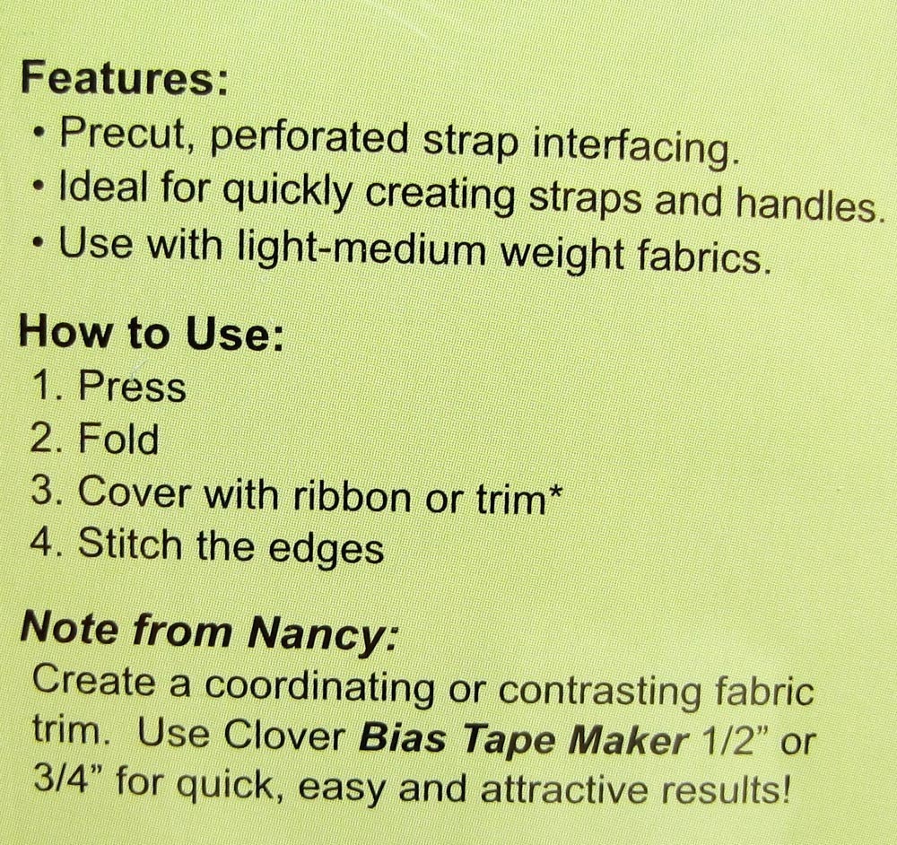 Clover Create-a-Strap Interfacing with Nancy Zieman 1 Inch