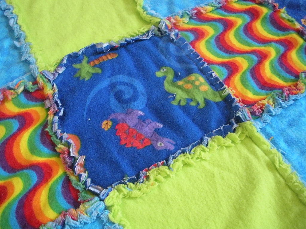 Dinosaurs Flannel Rag Edge Quilt - Marked Down
