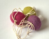 Alice in Wonderland mushroom ornaments felted set of 3 wool medium Weddings Birthday decor tea party olive pink purple waldorf toy garland