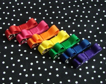 Set of 7 Bright Solids Infant Baby Toddler Hair Bow Clip