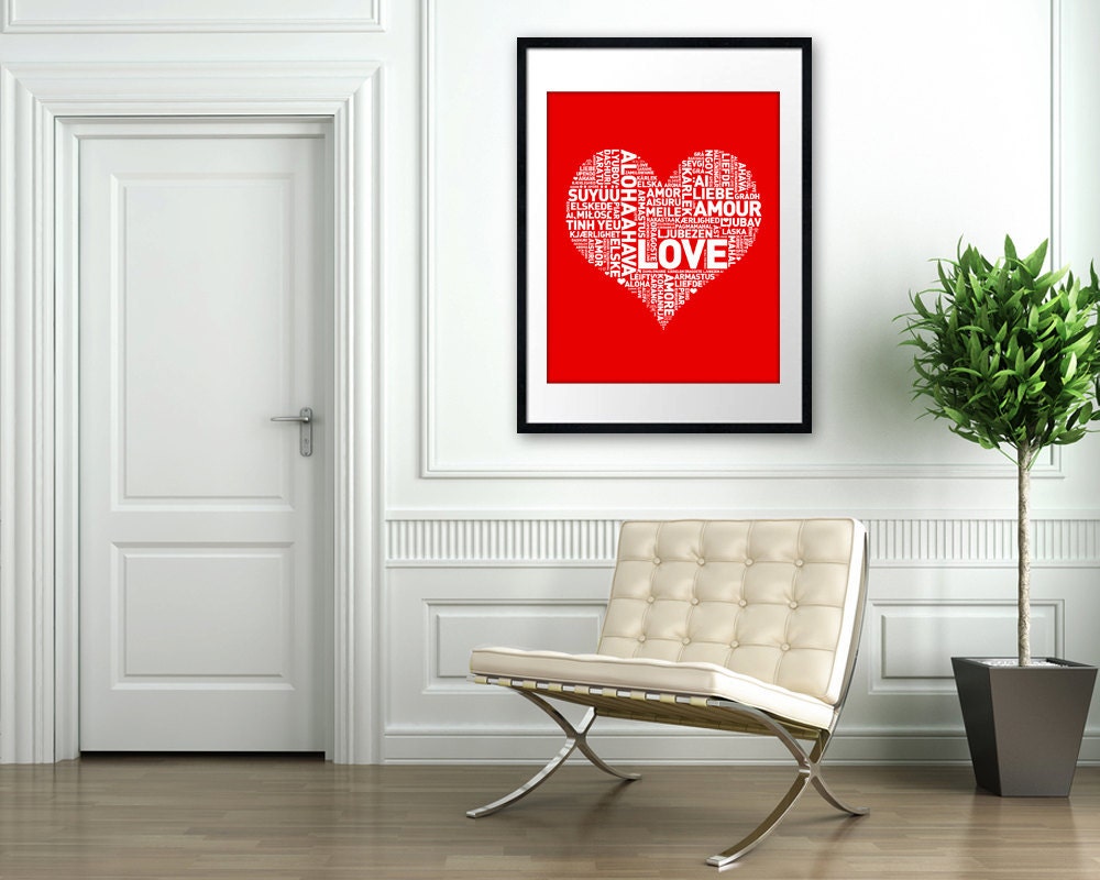 I Heart Love - Romantic 16x20 on A2 Poster (in RED)