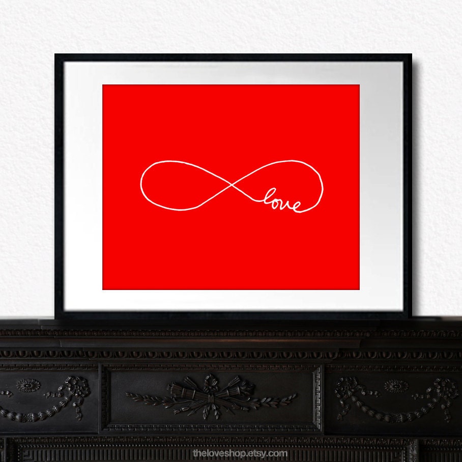Infinite Love - 8x10 inch Print on A4 poster (in Romantic Red and White)