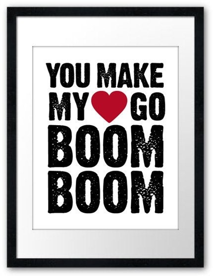 BOOM BOOM LOVE (8x10 inch print on A4 in jet black and romantic red)