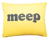 Bright Yellow Pillow, MEEP, Word Pillow, Kids Throw Pillows with Letters, Text, Customize Colors, Dorm, Childrens Decor 16x20 - PillowThrowDecor