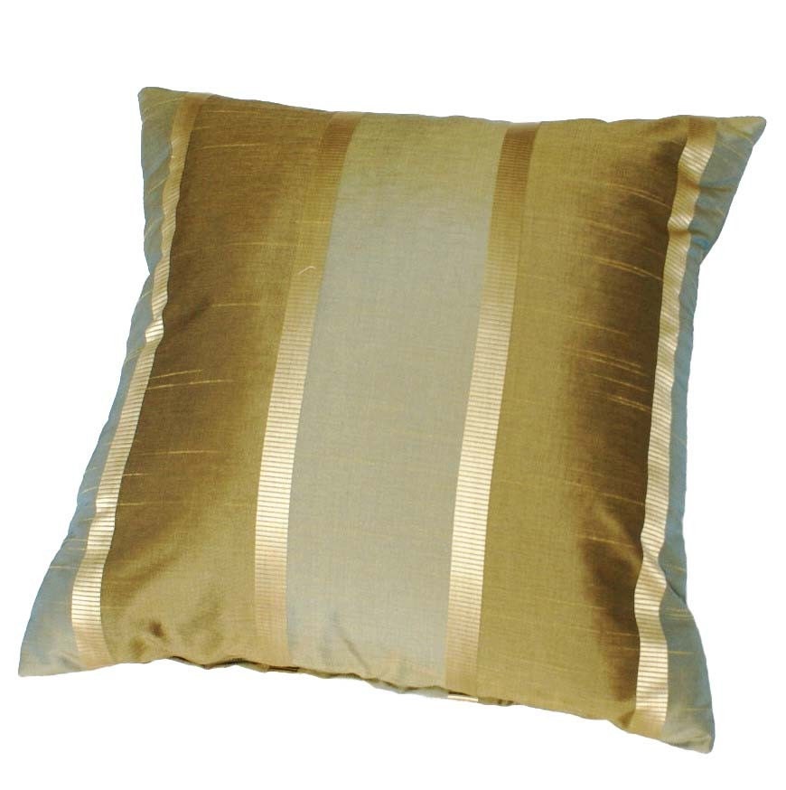 Green Gold Throw Pillow, Contemporary, Decorative, Oblong Lumbar 12x18, Earthy Green, Sage, Gold, Striped Cushion Covers, Accent Pillow
