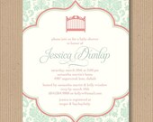 Custom Baby Shower Invitation for Baby Girl, 5x7 Printable - Shabby Chic Crib