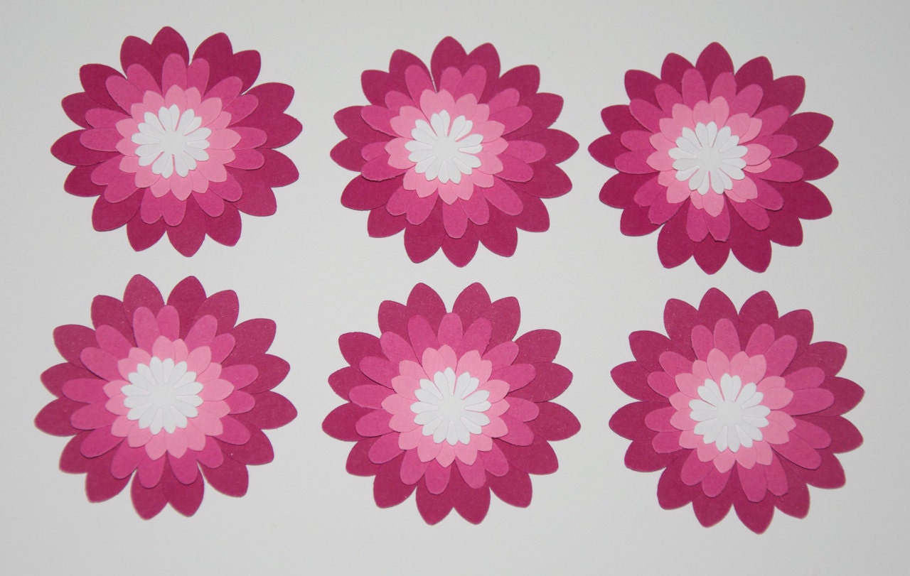 Set of 12 - Layering Daisy in 3 Shades of Pink and White