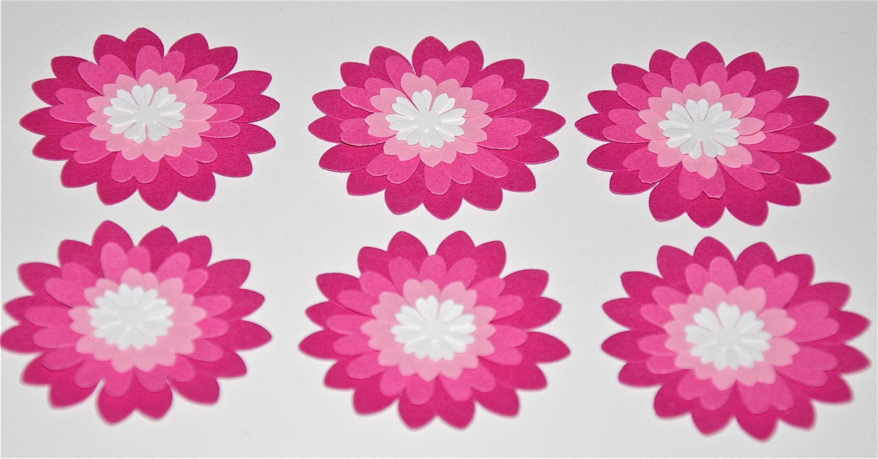 Set of 12 - Layering Daisy in 3 Shades of Pink and White