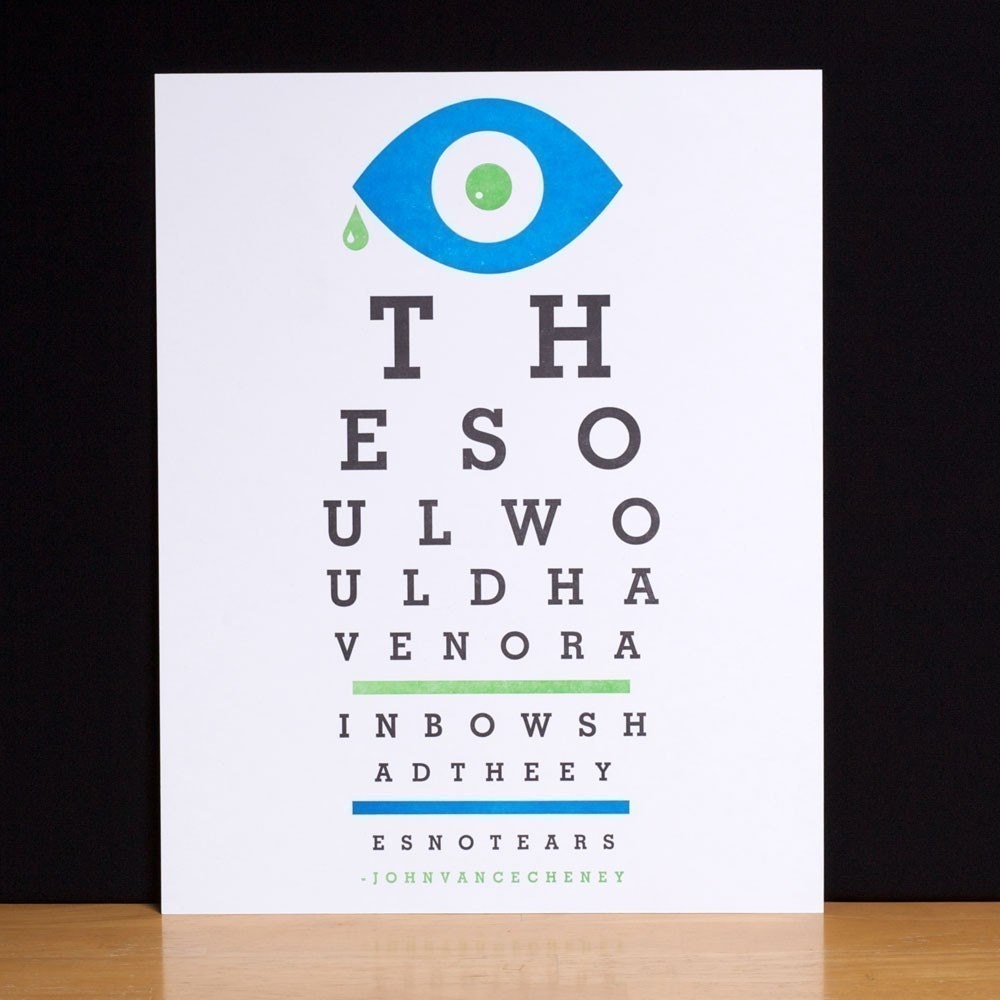 Letterpress Eye Chart Poster, 11x14